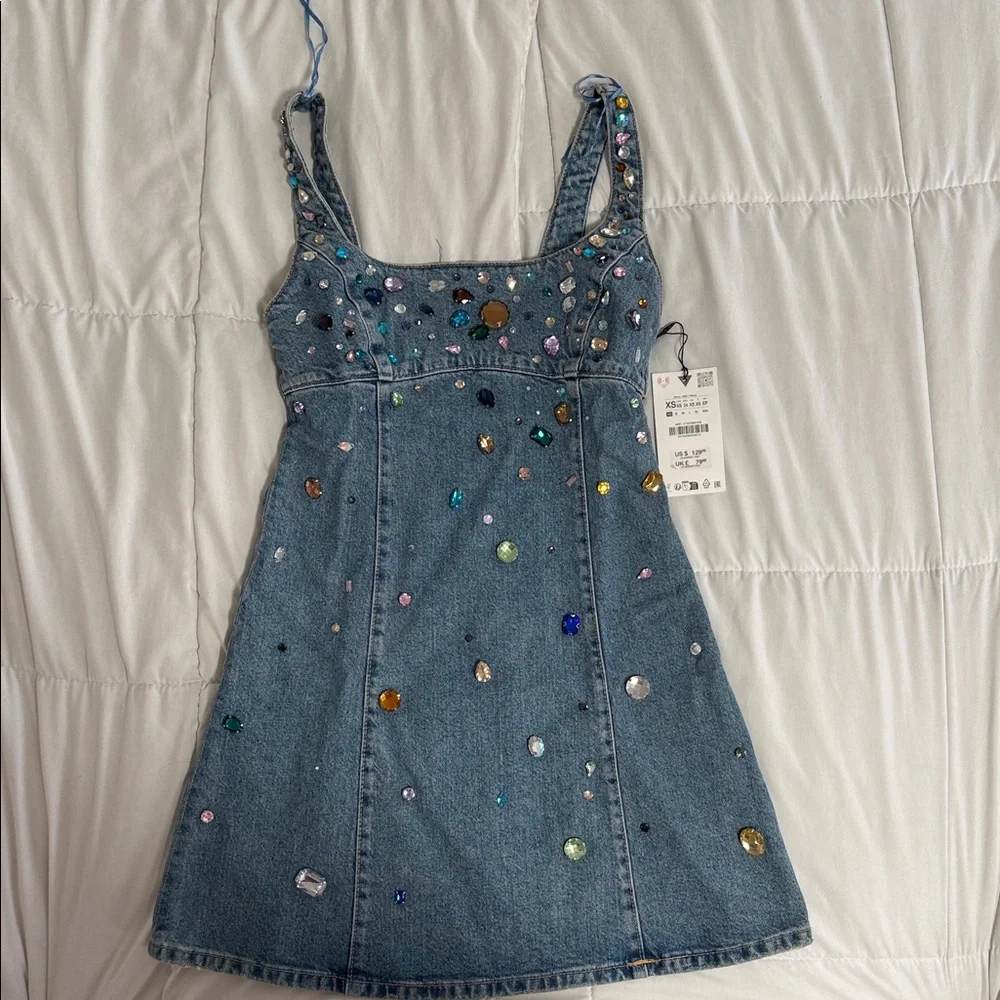 navy blue dress for baby girl ZARA TRF Asymmetric Denim dress 5520/280 main image 0